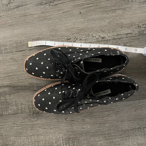 Zara black coated canvas platform polka-dot derby sneakers Size 36 - Picture 12 of 14